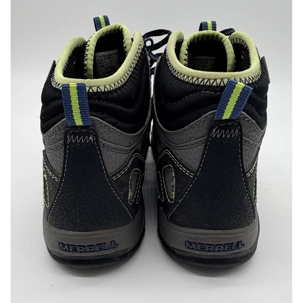 Merrell Boots Boys Youth Size 2M Blue Gray Capra Mid Waterproof Hiking MC54635